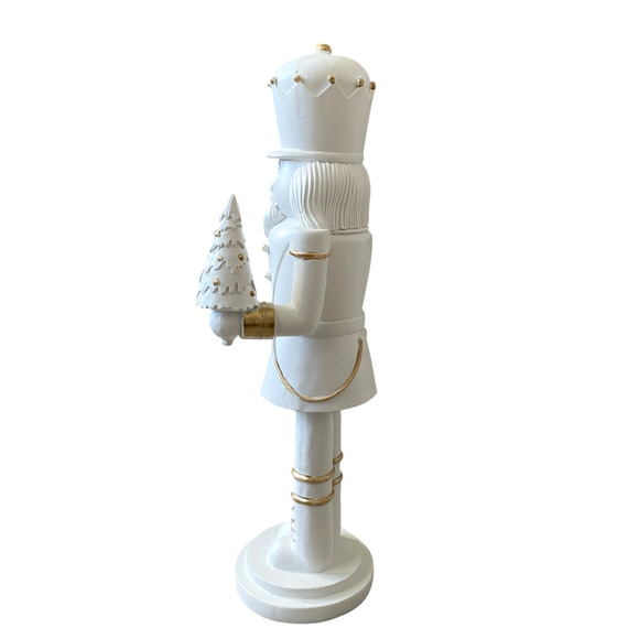 NICOLE MILLER 14in Christmas Nutcracker White & Gold Holiday Glam New - Picture 6 of 10